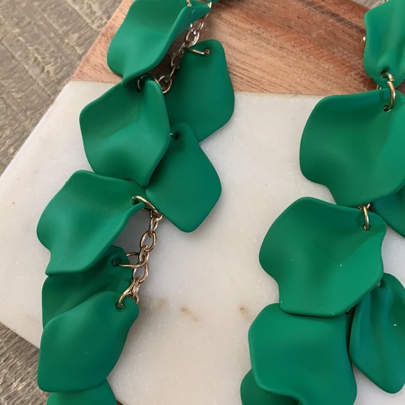 Dramatic Kelly Green Petal Earrings - Picture 3 of 5